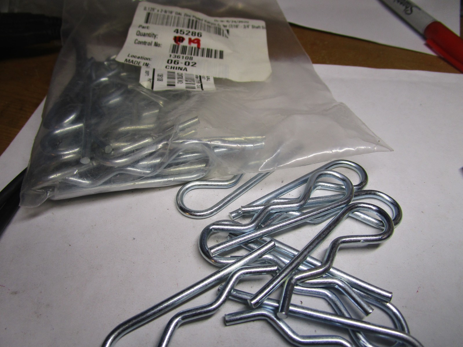 0.125" x 2-9/16" OAL Zinc Plated Hairpin Cotter (7/16" - 3/4" Shaft Size) QTY 19