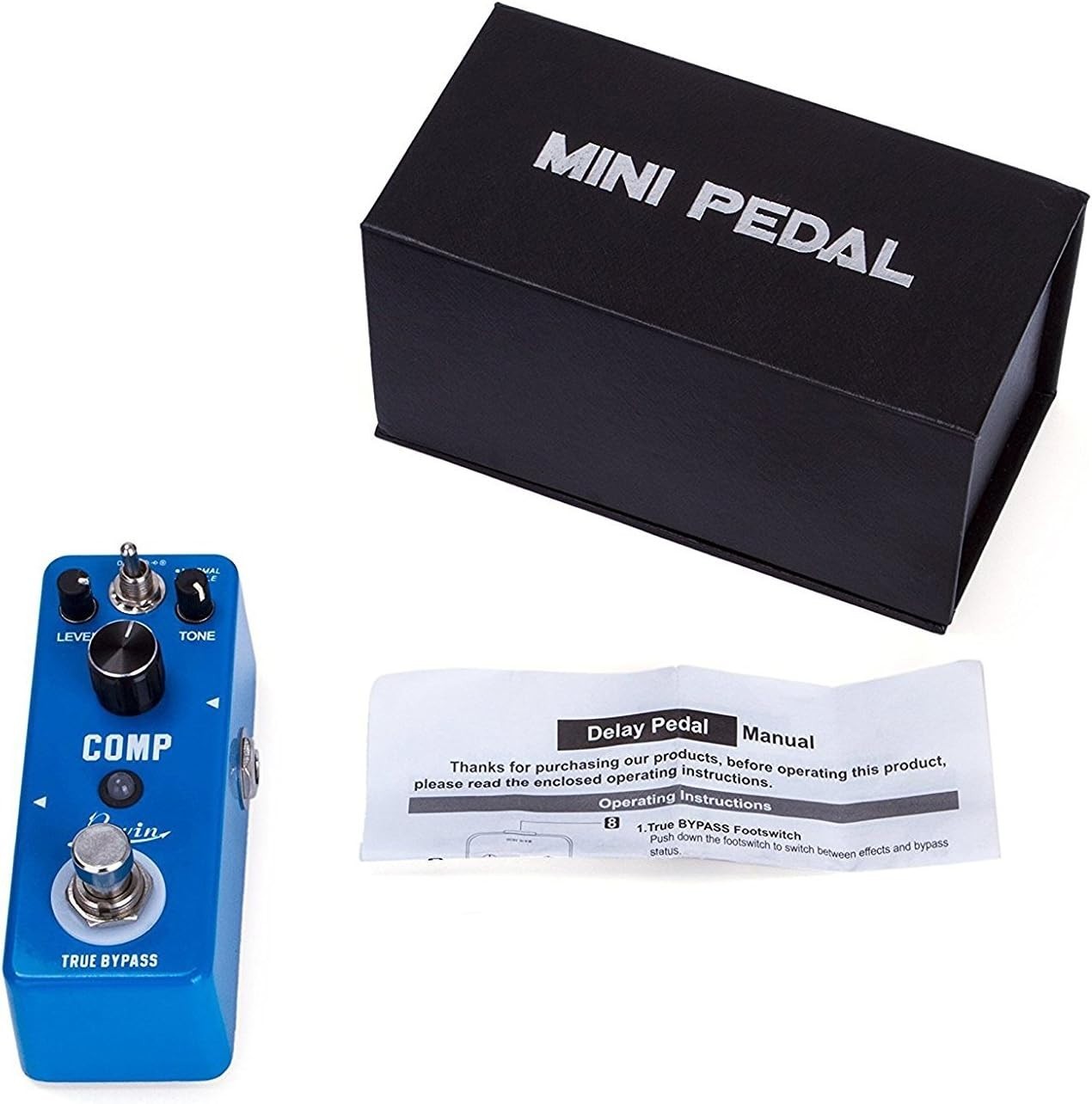 Compact Guitar Compressor Effects Pedal with True Bypass and LED Indicator
