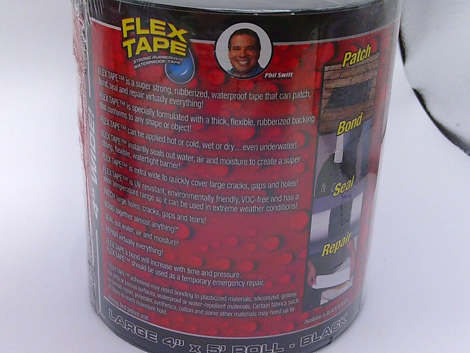 (PACK OF 2) Flex Tape, BLACK Thick Flexible Rubberized Waterproof Tape 4"X5'