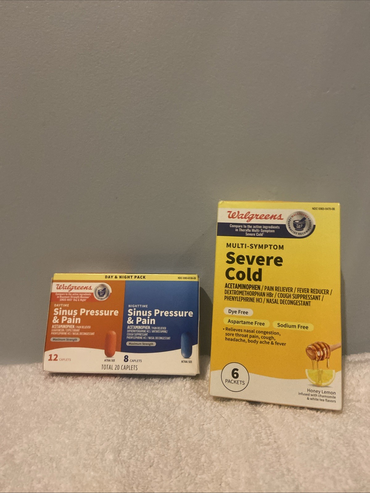 NEW Walgreens 12 Daytime & 8 Night Sinus Pressure & Pain& Multi Symptom Cold
