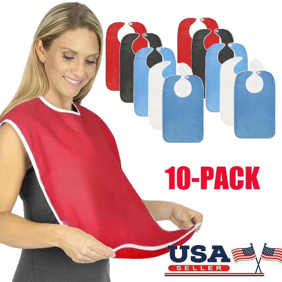 10pcs Adult Bibs for Eating Women/Men Bib-Washable Reusable Antifouling New