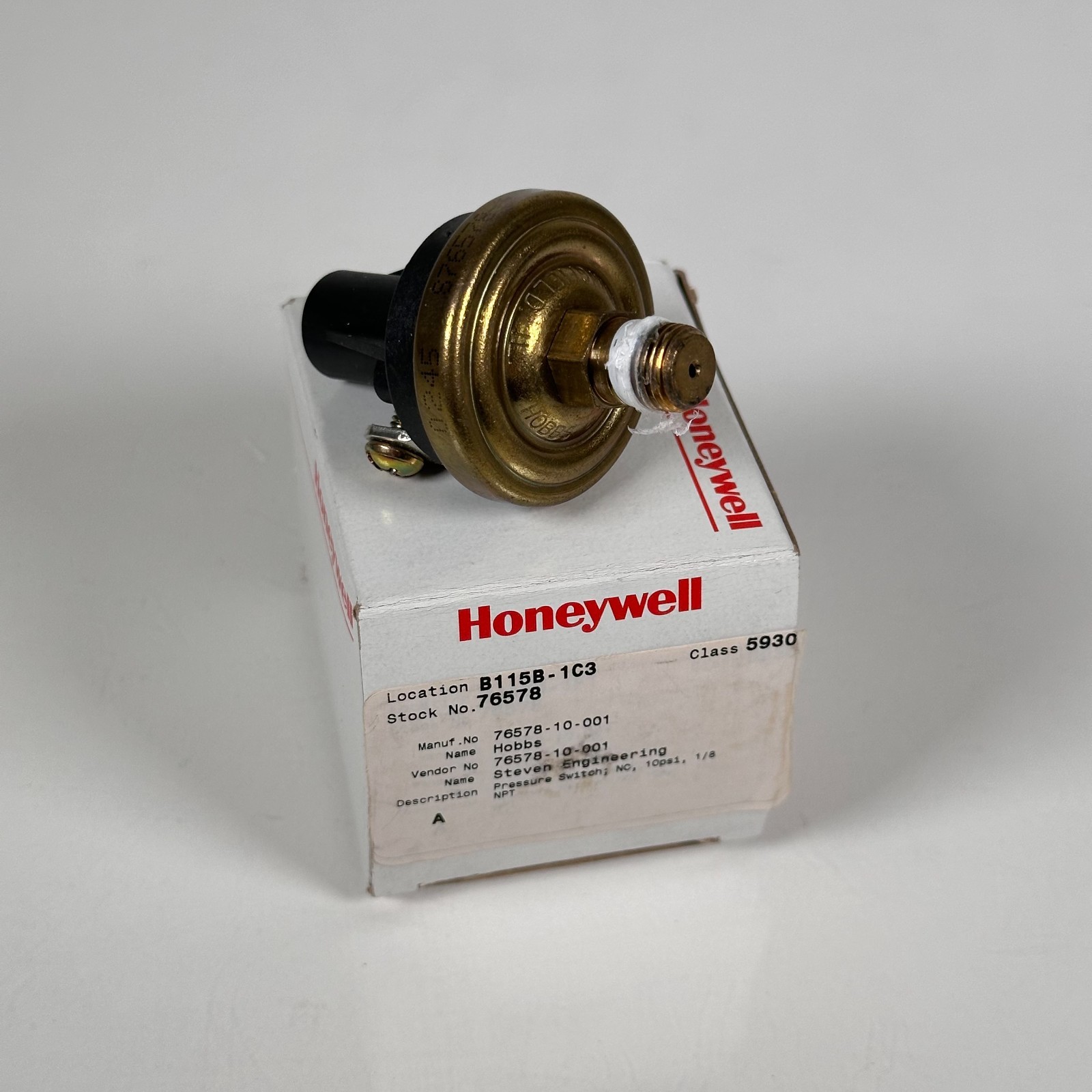 (NEW) OEM Honeywell 76578 B115B-1C3 Pressure Switch