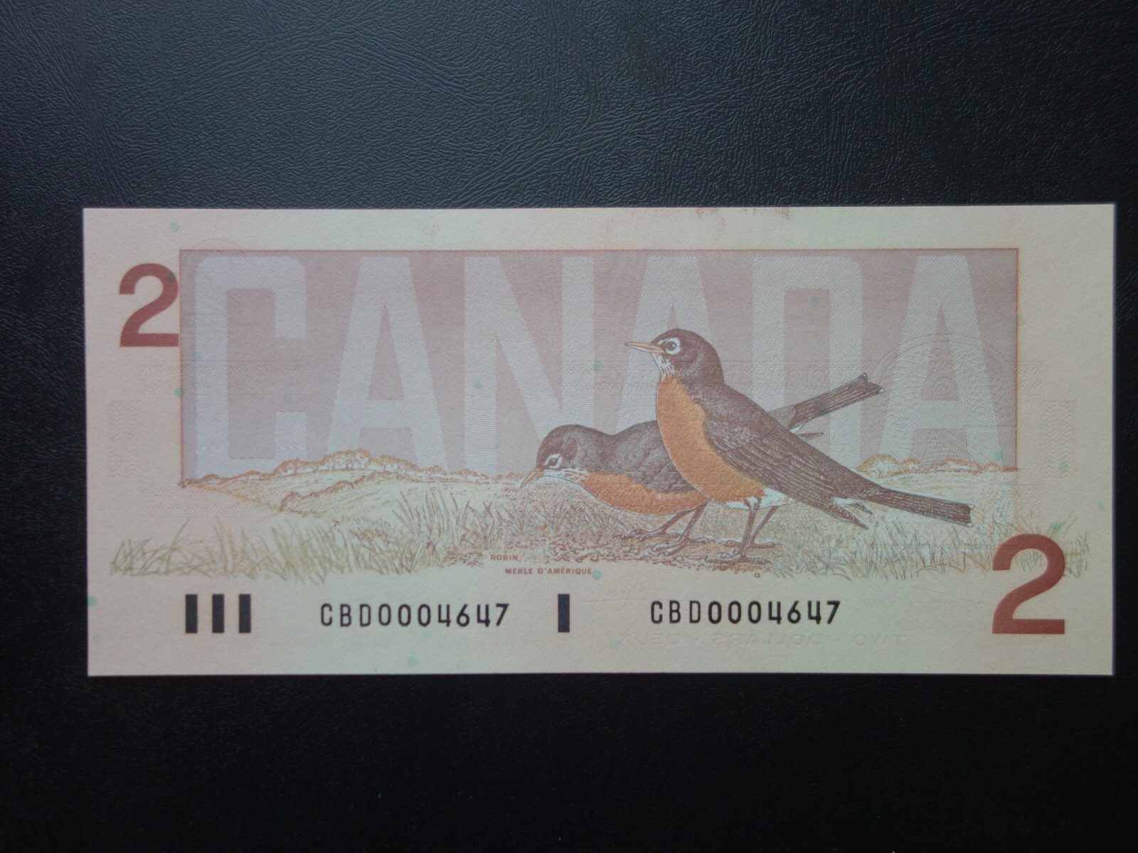 BANK of CANADA 2 DOLLARS 1986 UNC BANKNOTE LOW SERIAL NUMBER NOTE CBD 0004647