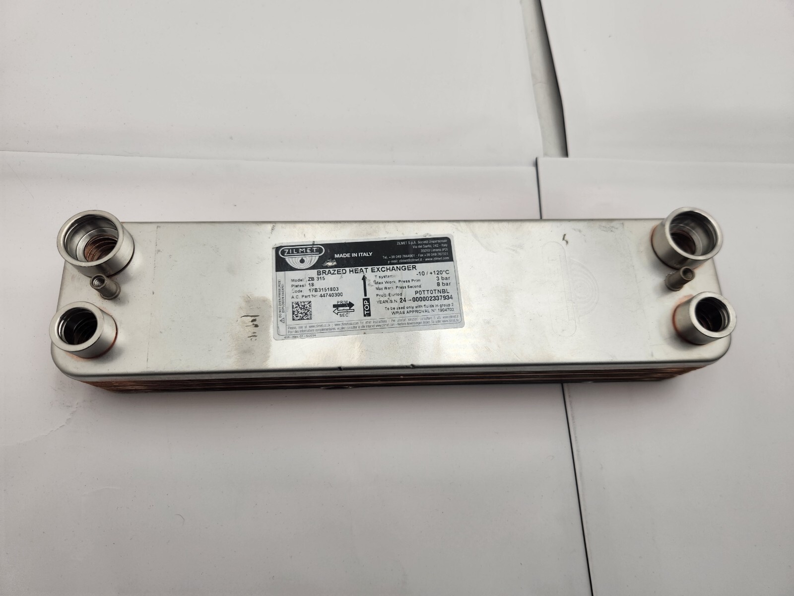 Zilmet Rinnai Brazed Heat Exchanger 18 Plates 807000055 ZB-315 E110CRN E110CRP