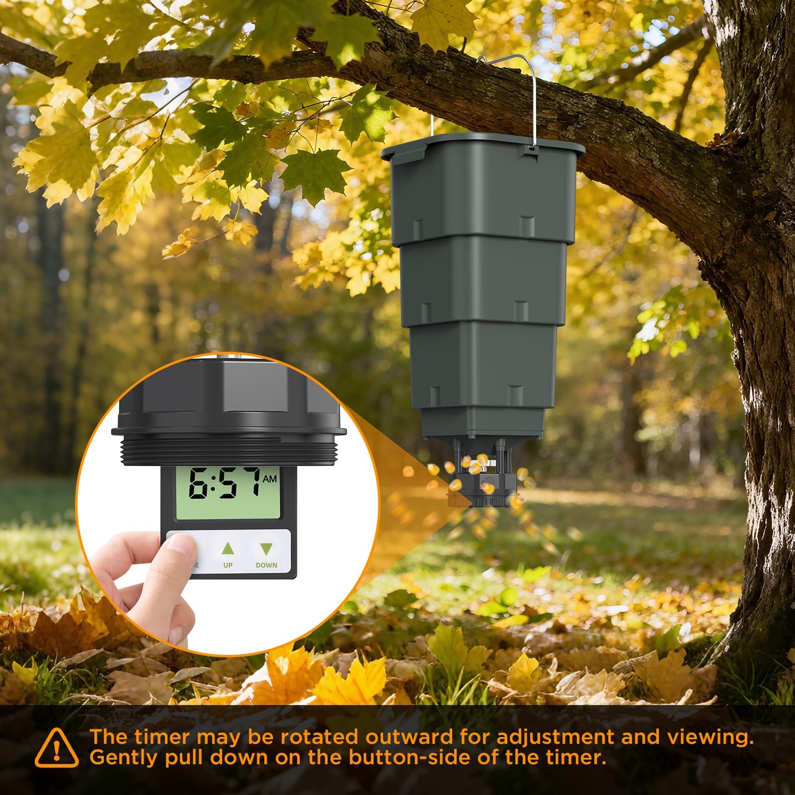5 Gallon Hanging Deer Feeder, Automatic Game Feeder with Multicolor
