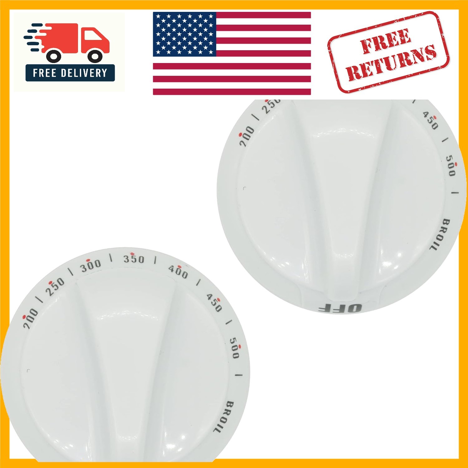 Classic White Thermostat Stove Knob Replacement for GE & Hotpoint Ovens - 2 Pack