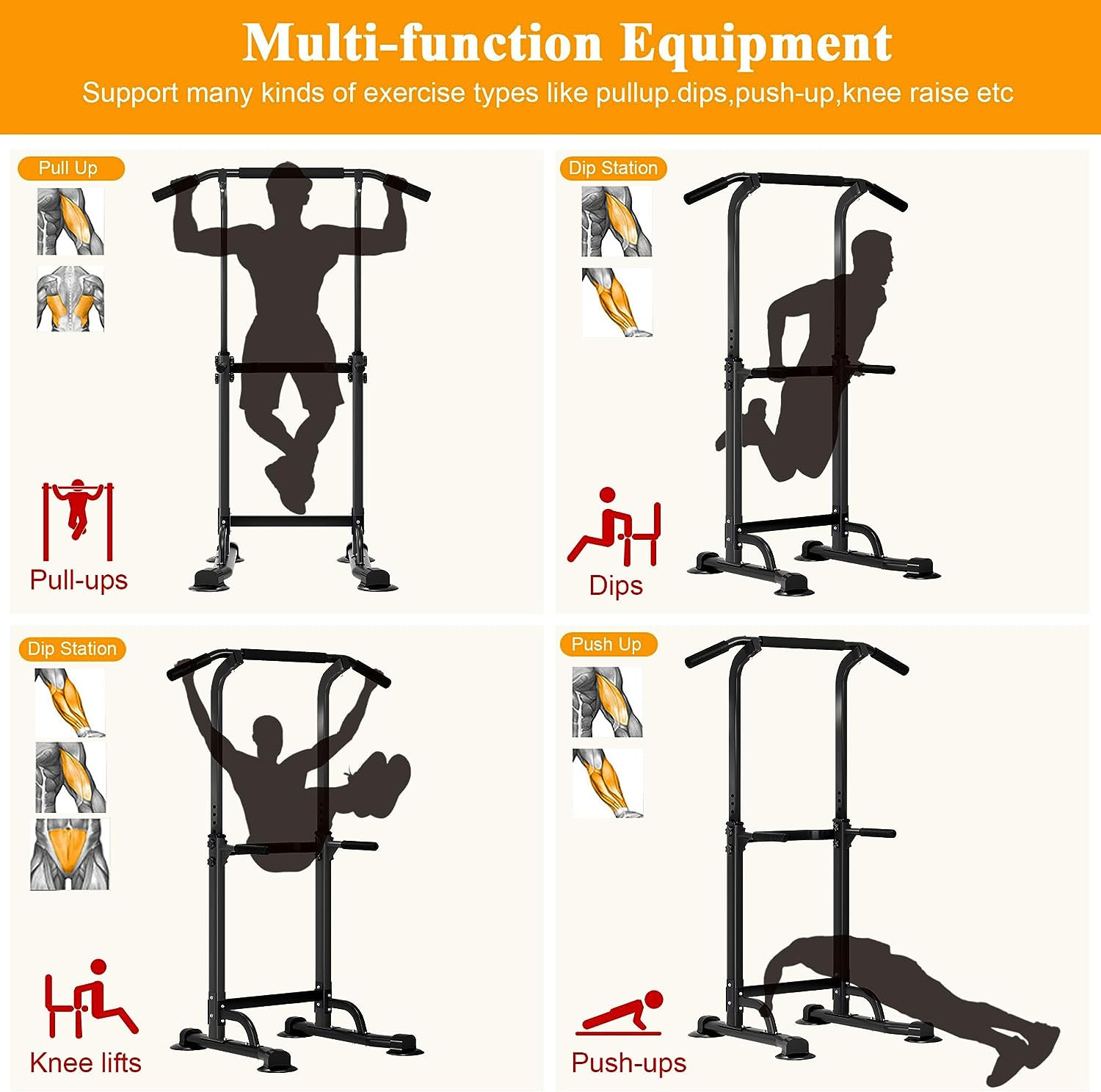 Power Tower Dip Station Pull Up Bar, Pull Up Bar Station Workout Equipment