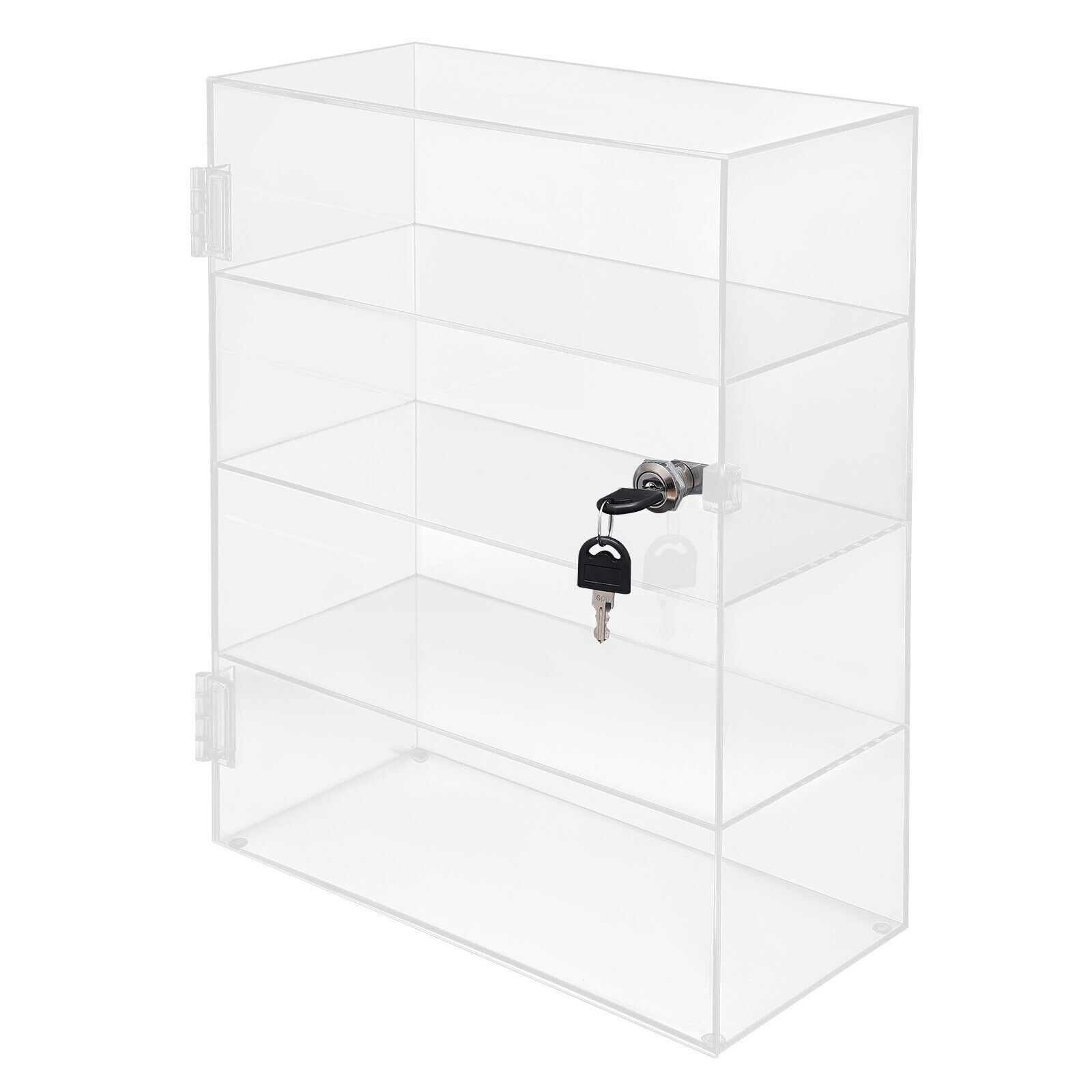 4-Layer Clear Acrylic Display Case 30 × 15 × 40 cm Lockable Countertop Showcase