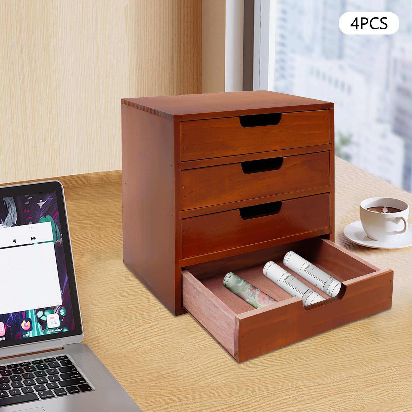 4 Pcs Drawer Cabinet Set Desktop Multi-level Drawer Storage Organizers New