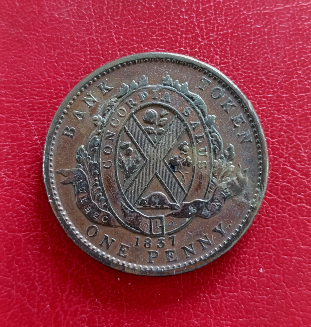 1837 Canada (Quebec Bank) One Penny Token coin - RARE - High Grade -  #T11