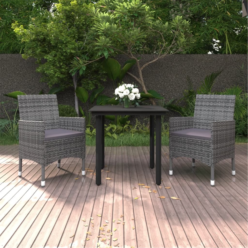 Garden Dining Set Grey, Dark grey, Black