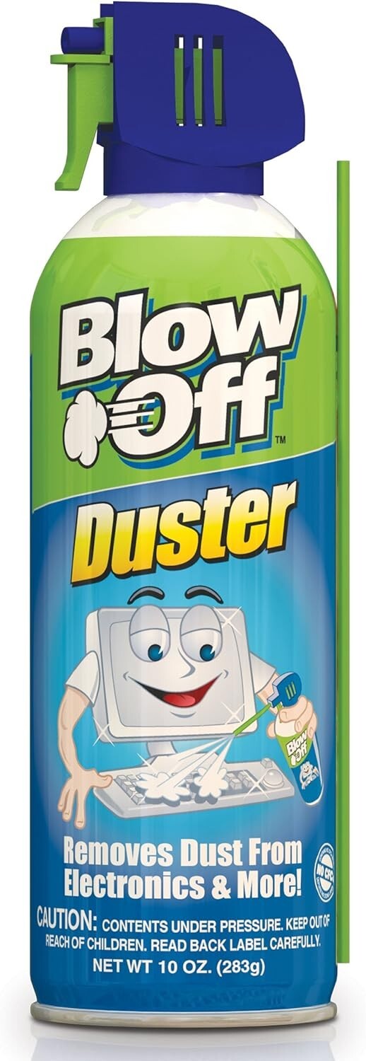 Blow Off Air Duster Can with Nozzle, 10 oz., Blue/Green - 9962 (2 PACK)