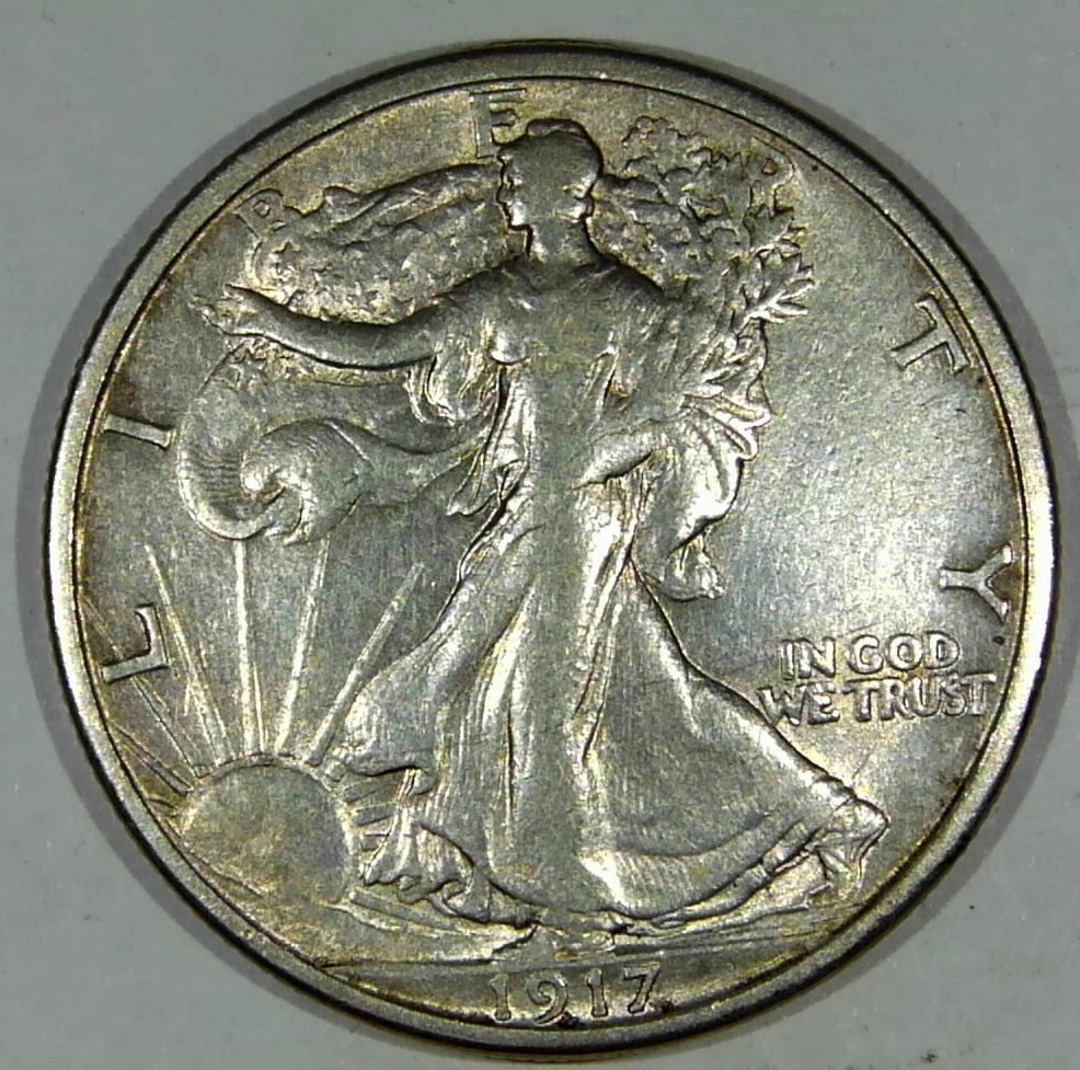 NICE ORIGINAL Walking Liberty Silver Half Dollar 1917 S BETTER DATE XF/AU  #J224