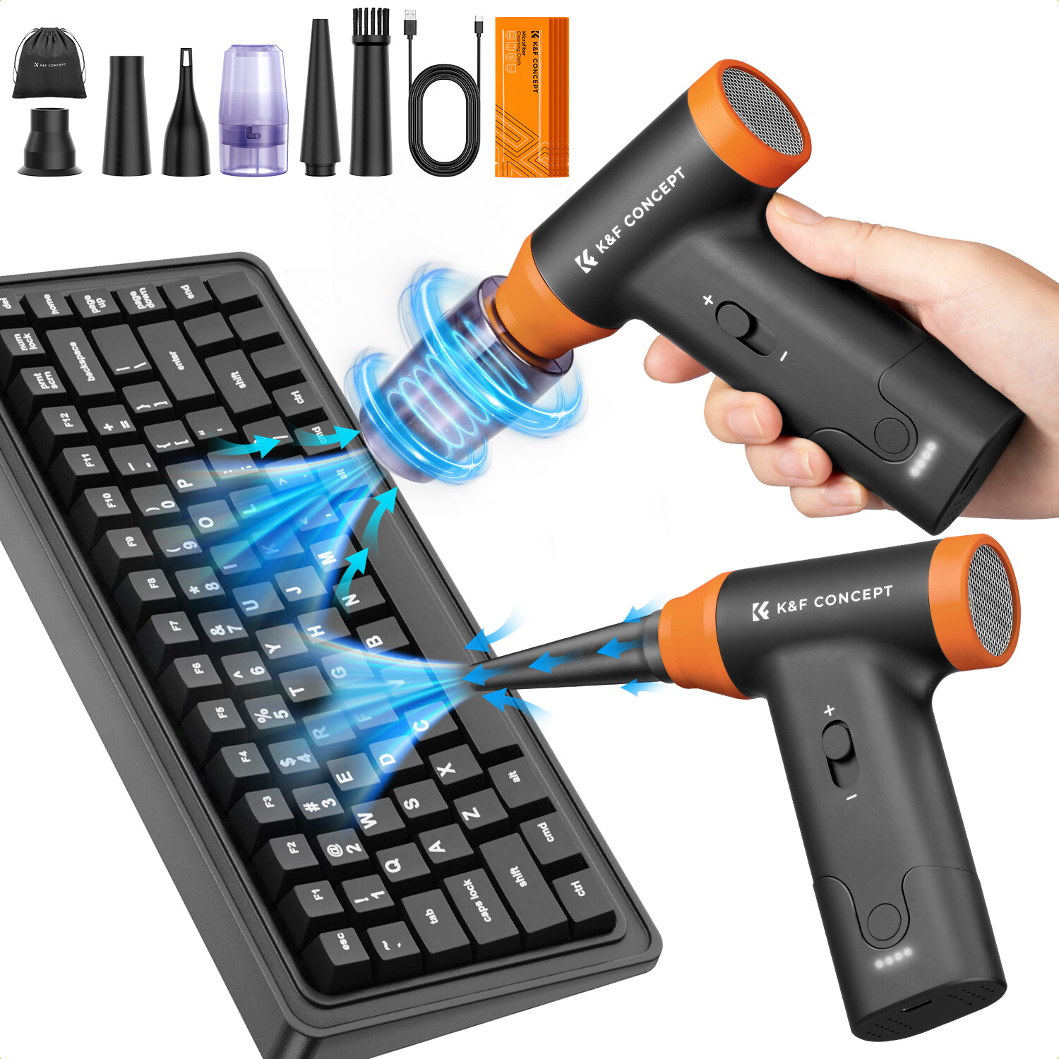 K&F CONCEPT Compressed Air Duster for Deep Clean Computer Keyboard Car Home