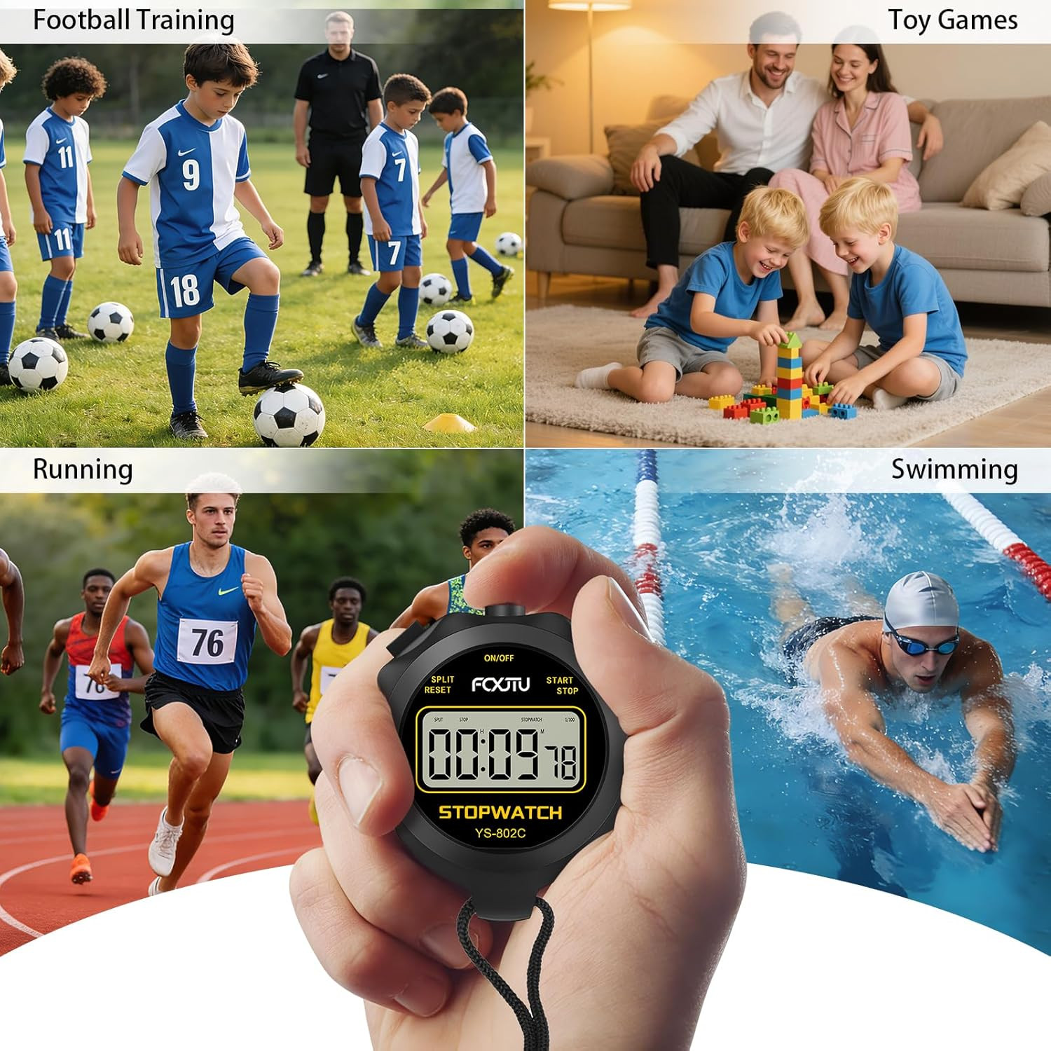 Digital Simple Stopwatch Timer, No Bells, No Alarm, Simple Basic Operation, Sile