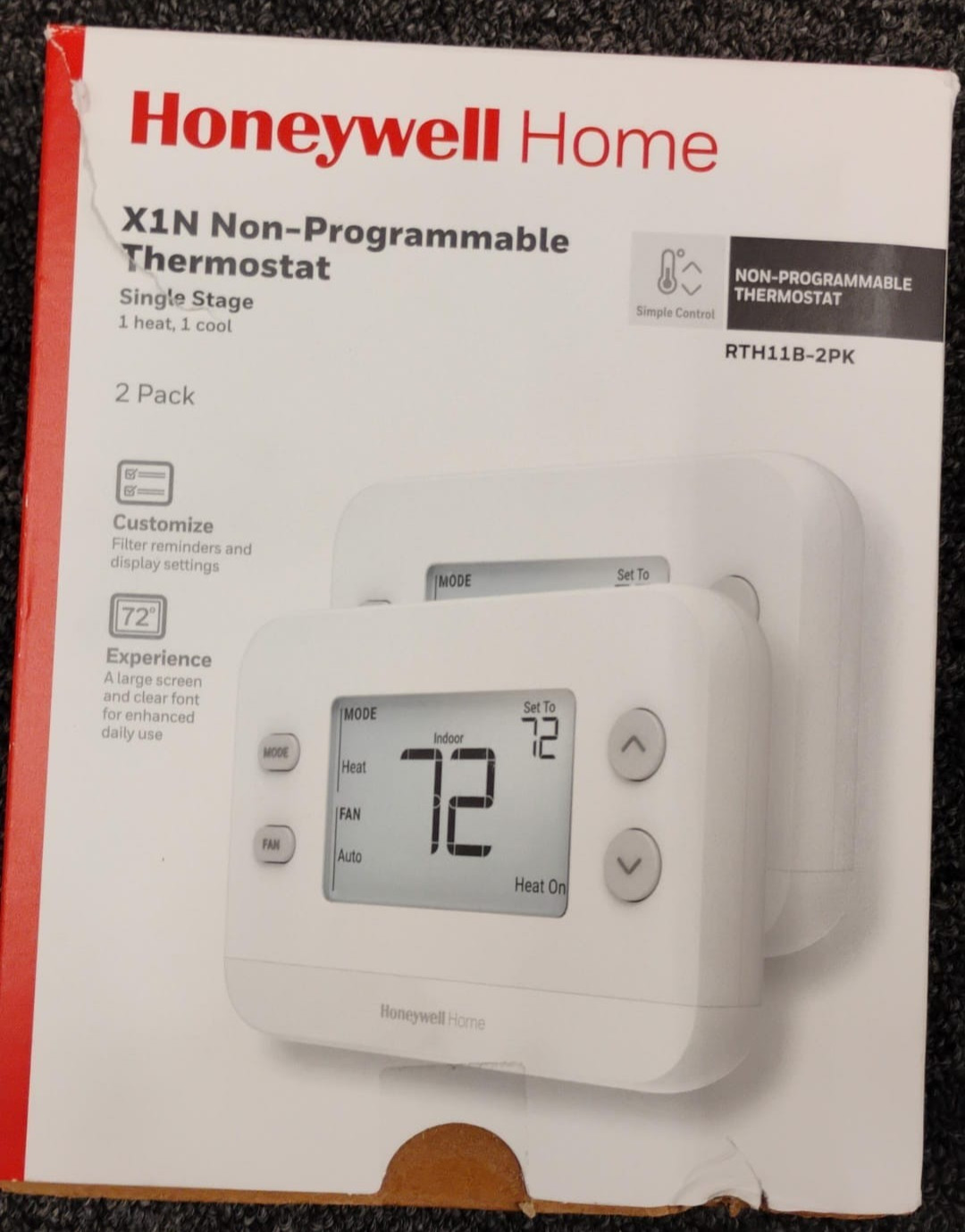 Honeywell Home (RTH11B-2PK) Non-Program Thermostat Single-Stage - New , F1