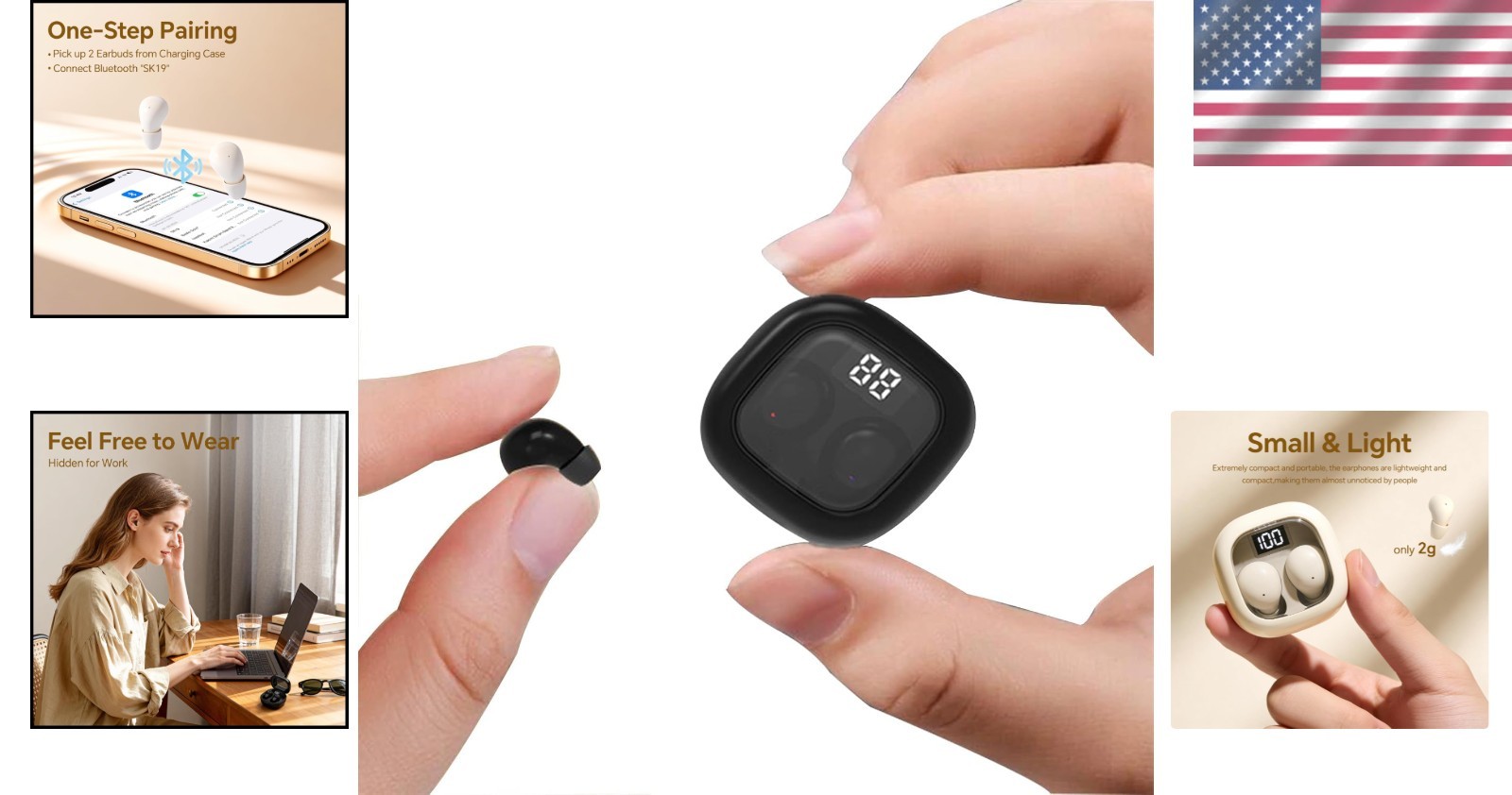 Lightweight Bluetooth 5.3 Earbuds: Invisible Design for Clear Calls & Music