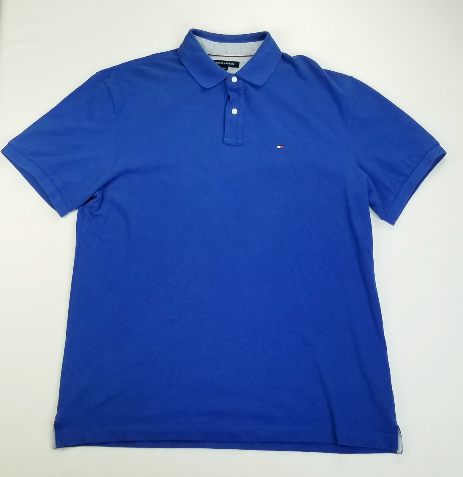 Tommy Hilfiger Custom Fit Size 2XL Men's Blue Chest Logo Tag Short Sleeve Polo