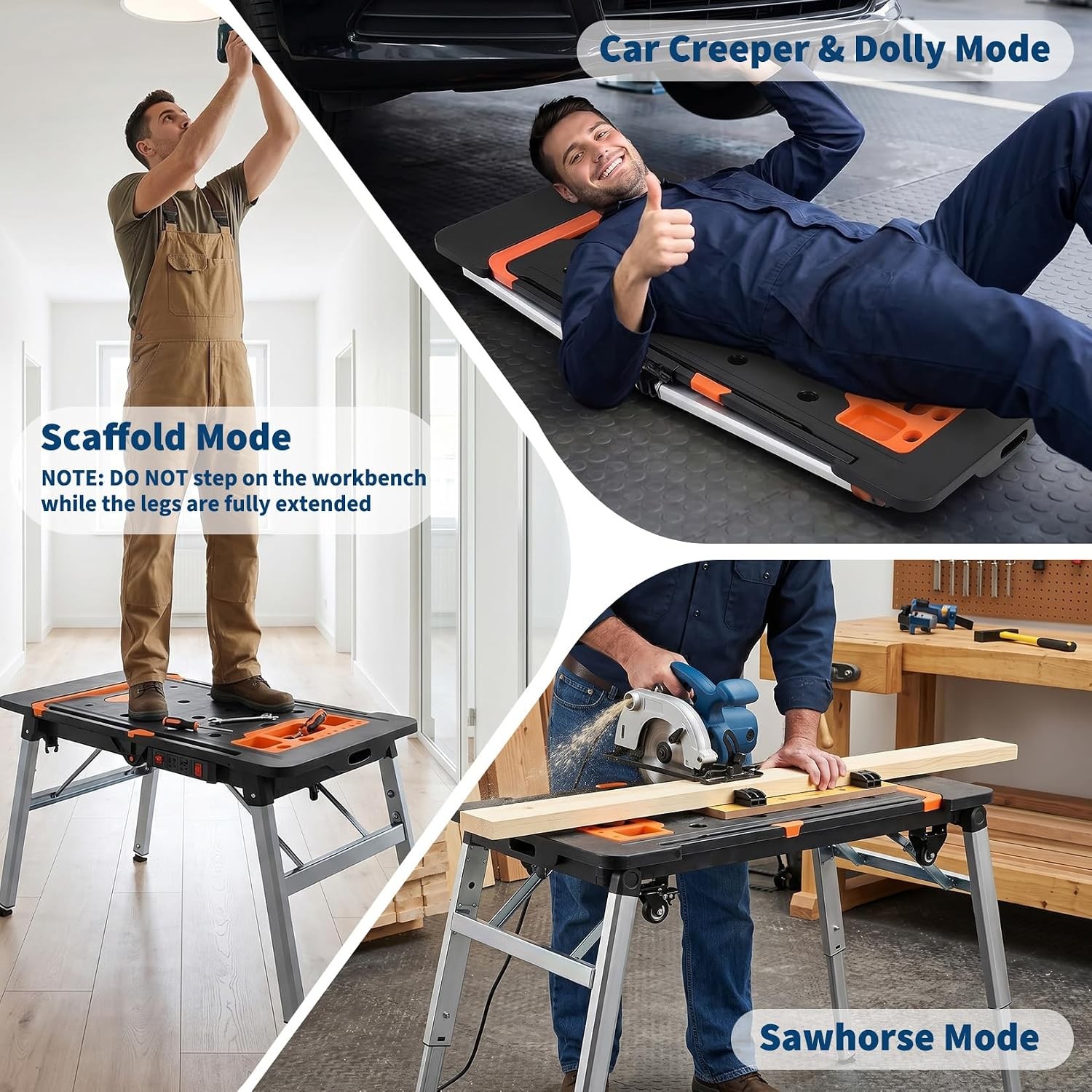 7-in-1 Multifunctional Folding Workbench & Work Table with Wheels Workstation