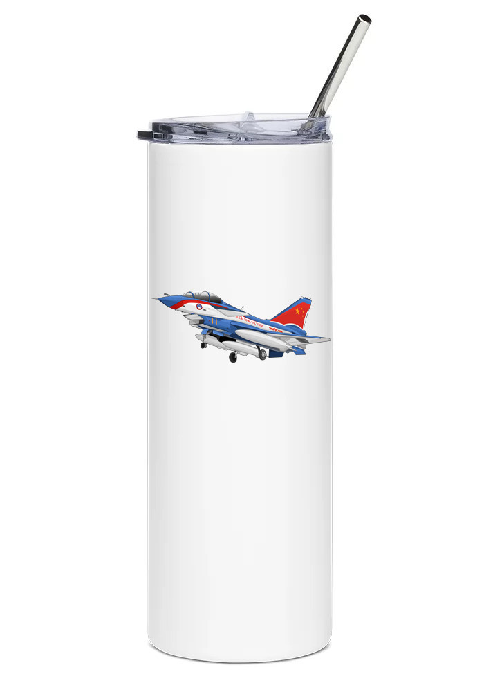 Chengdu J-10 Stainless Steel Water Tumbler with straw - 20oz.