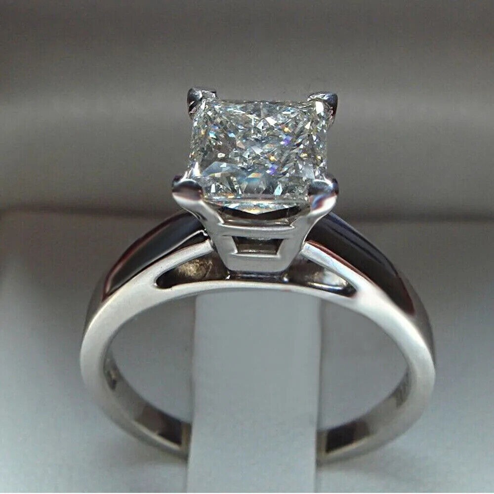 3.60 Ct Princess Cut Diamond Lab-Created Engagement Ring 925 Sterling Silver