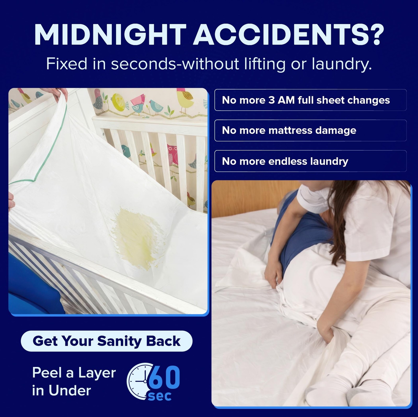 Peelaways Disposable Waterproof Fitted Sheets – 7-Layer Peel-Away Bed Shee
