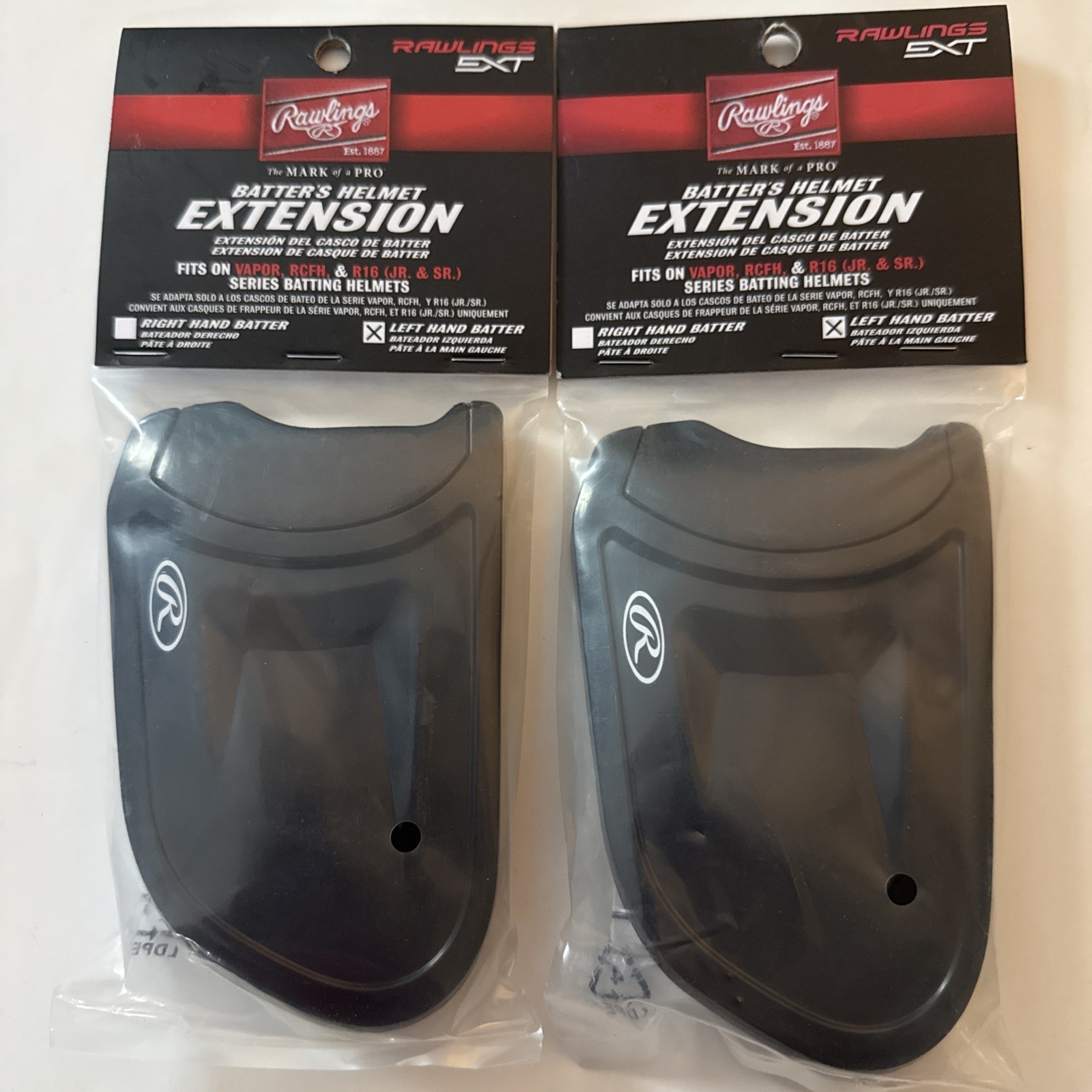 2x Rawlings EXT Left Hand Batter Helmet Extension Fits Vapor RCFH & R16 JR/SR