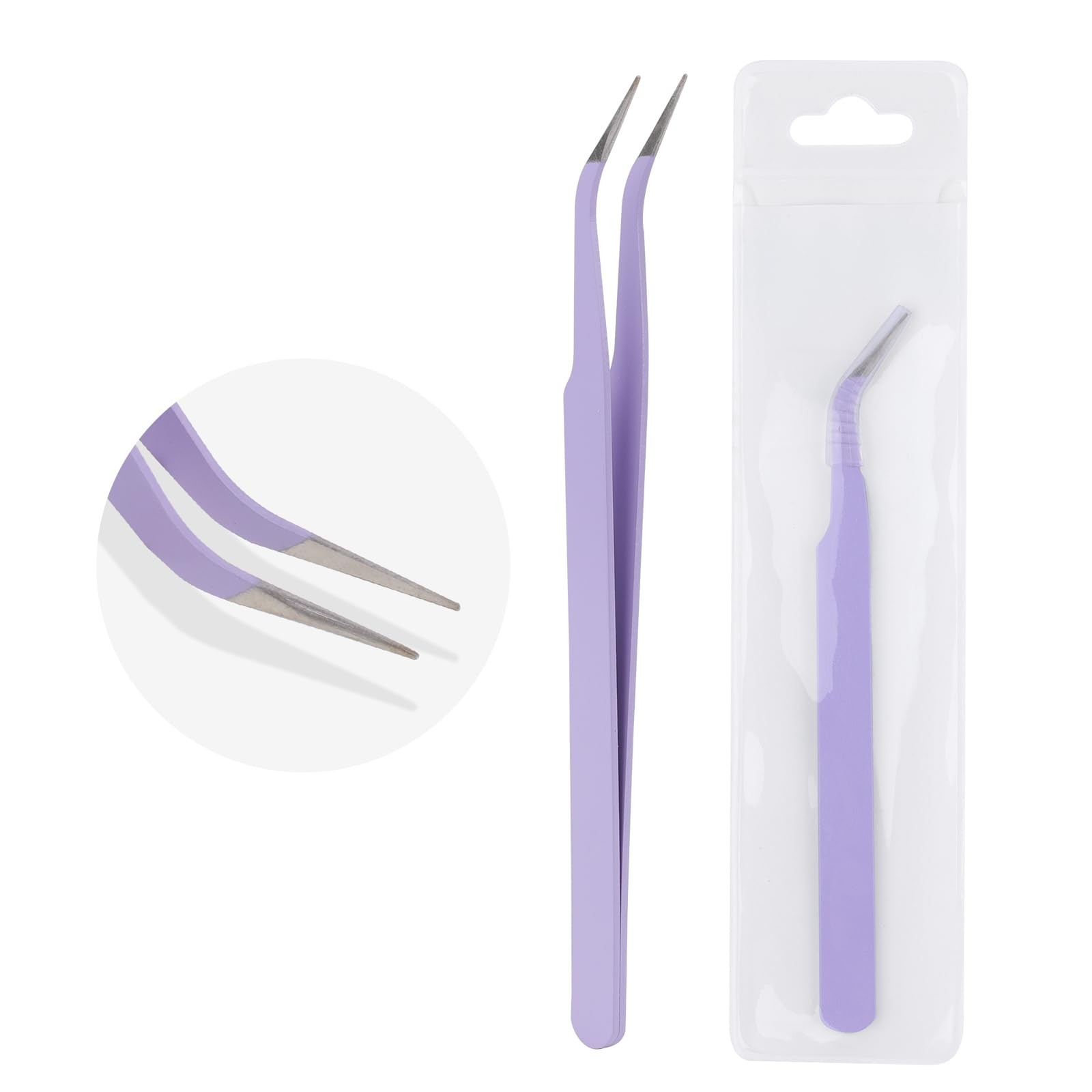 WENDY Lash Tweezers for Eyelash Extensions, Precision Fiber Stainless Purple