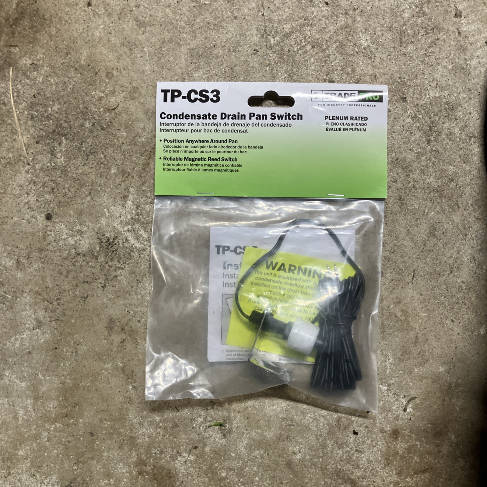 TRADE PRO TP-CS3: Condensate Drain Pan Overflow Prevention Switch 24 VAC, 1.5 A