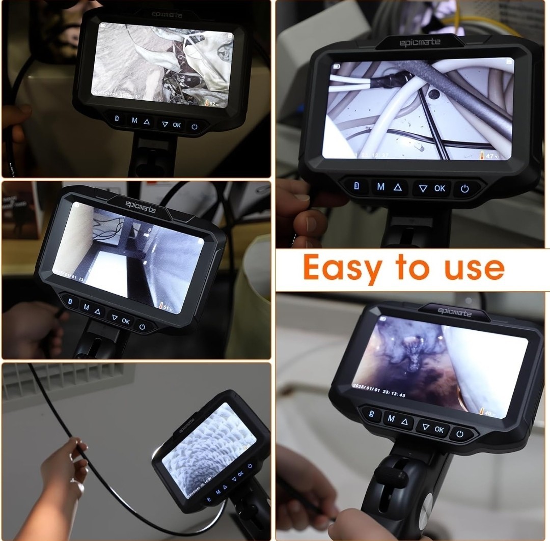 Two-Way Articulating Borescope,0.24in Probe, 5" Inspection Endoscope Camera with