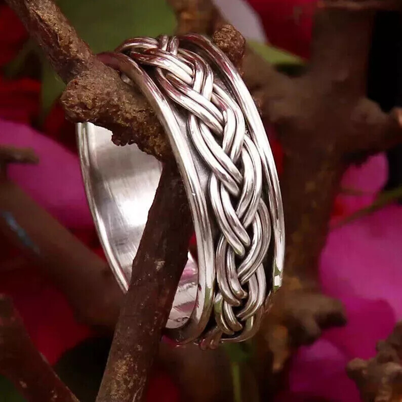 925 Sterling silver Spinner & Meditation Handmade Wide Band Ring For Men & Women