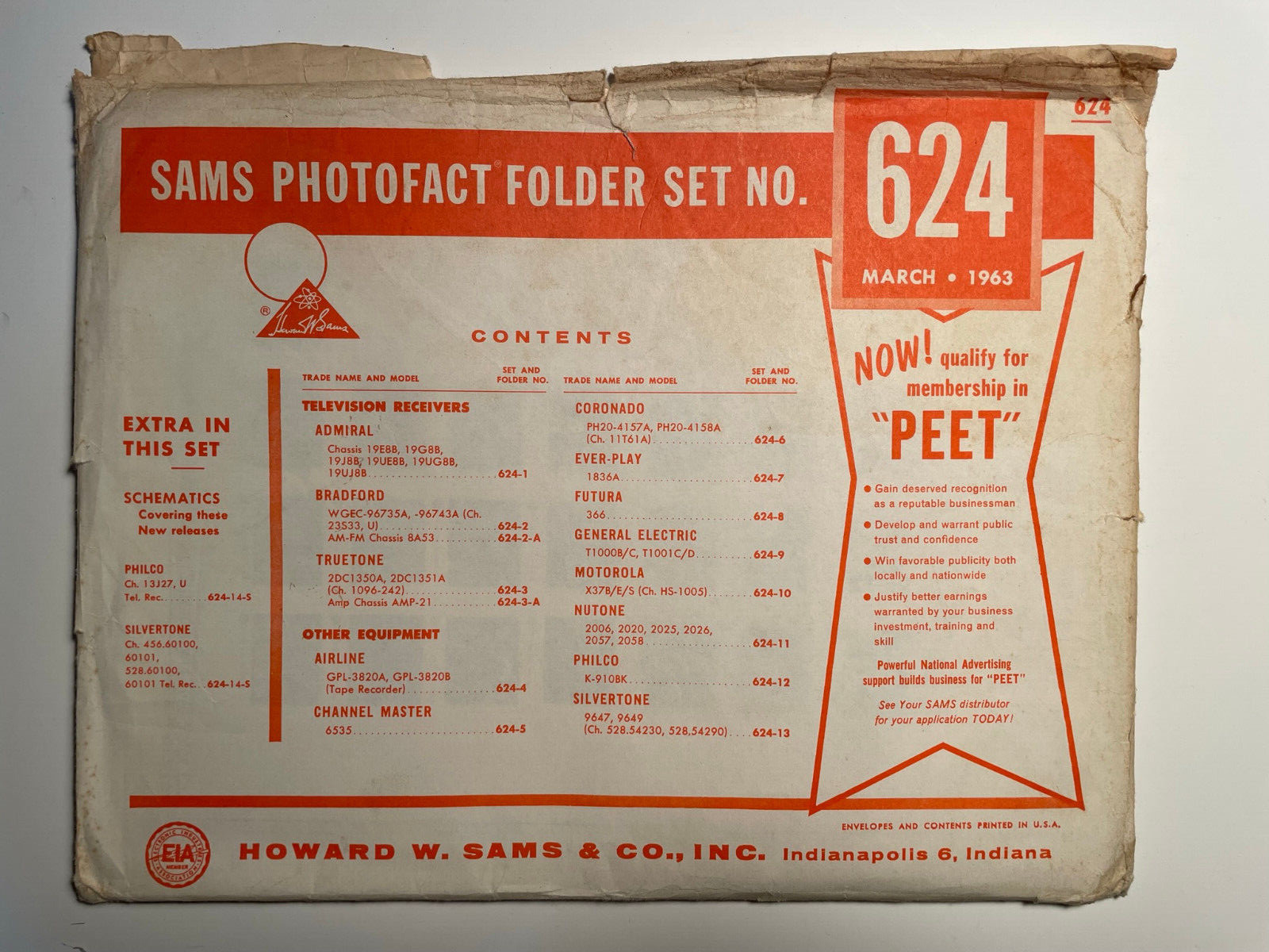 SAMS PHOTOFACT FOLDER SET NO. 624 MARCH 1963 MANUAL SCHEMATICS