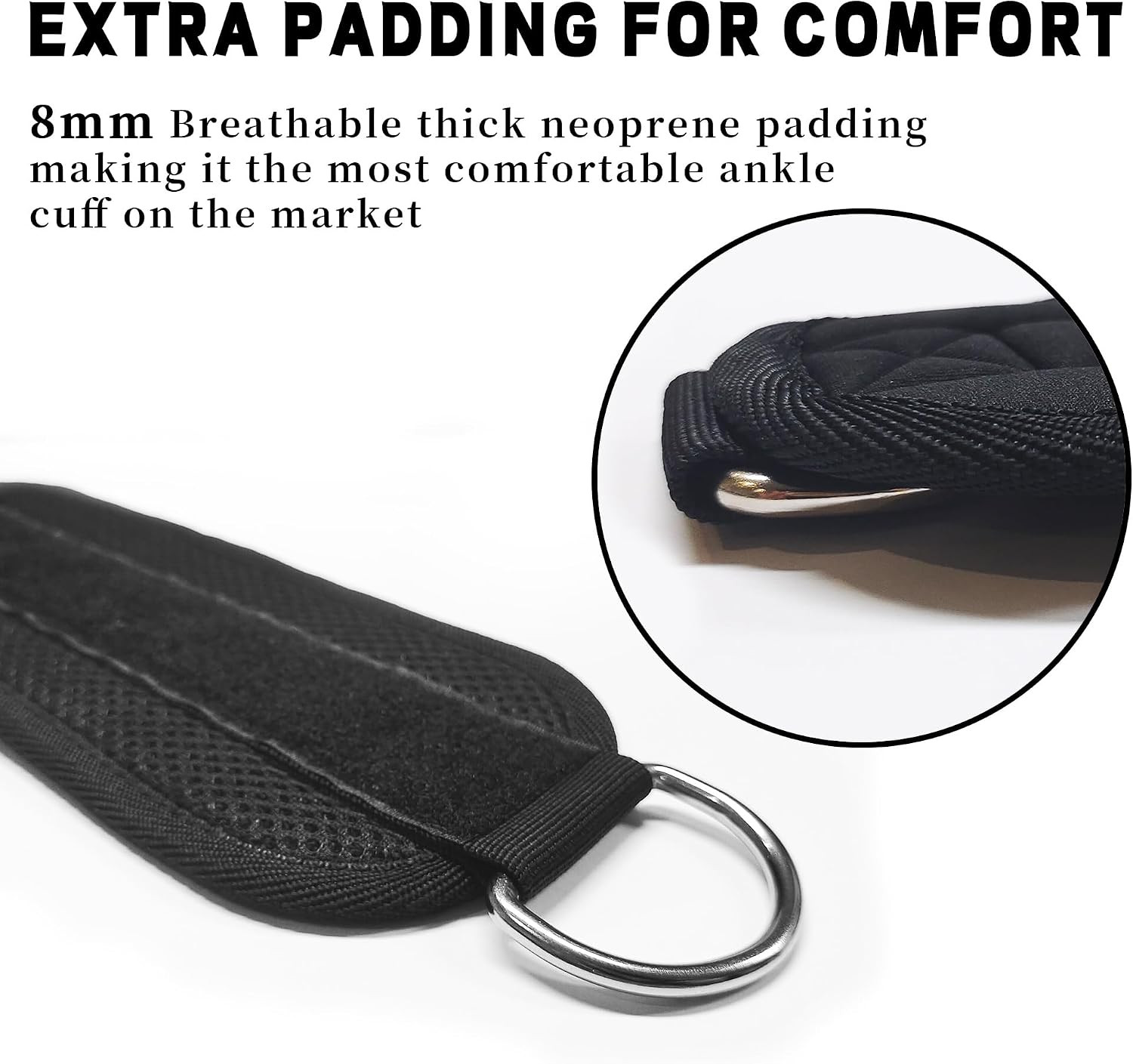 Fitness Ankle Straps for Cable Machines, 2 Pack Comfortable Adjustable Padded An