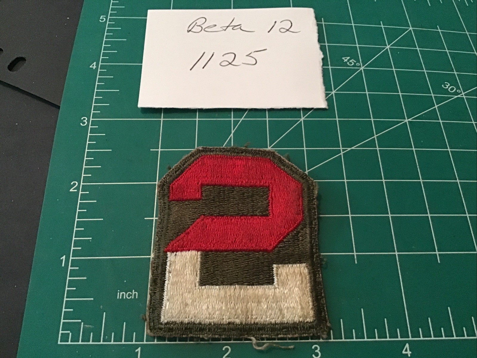 WWII US 2nd Army Shoulder Patch Early Variation Embroidered Cut Edge 2½"