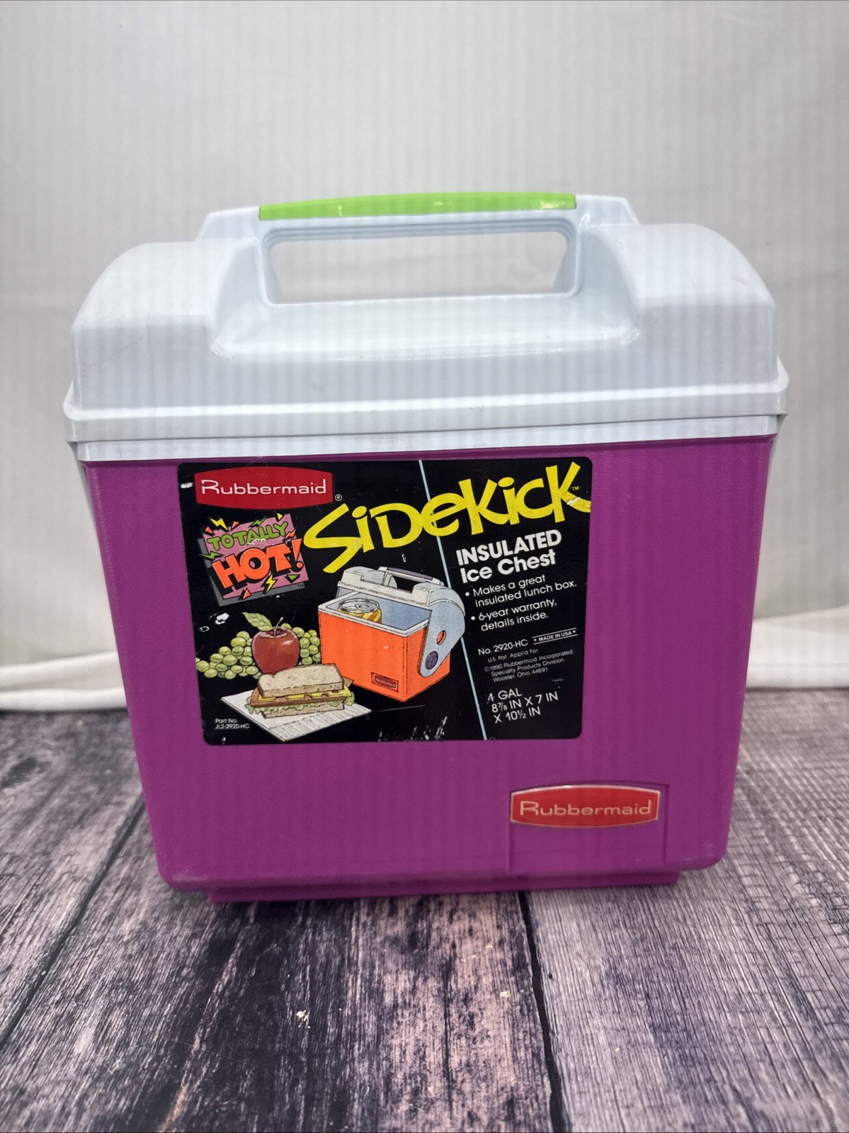 Vintage RUBBERMAID SIDEKICK pink Lunch Box Cooler Ice Chest Retro USA 1990 NOS
