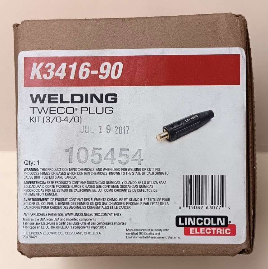 NOS Lincoln Electric K3416-90 Tweco Plug Kit (male 3/0 Thru 4/0) Free Shipping!!