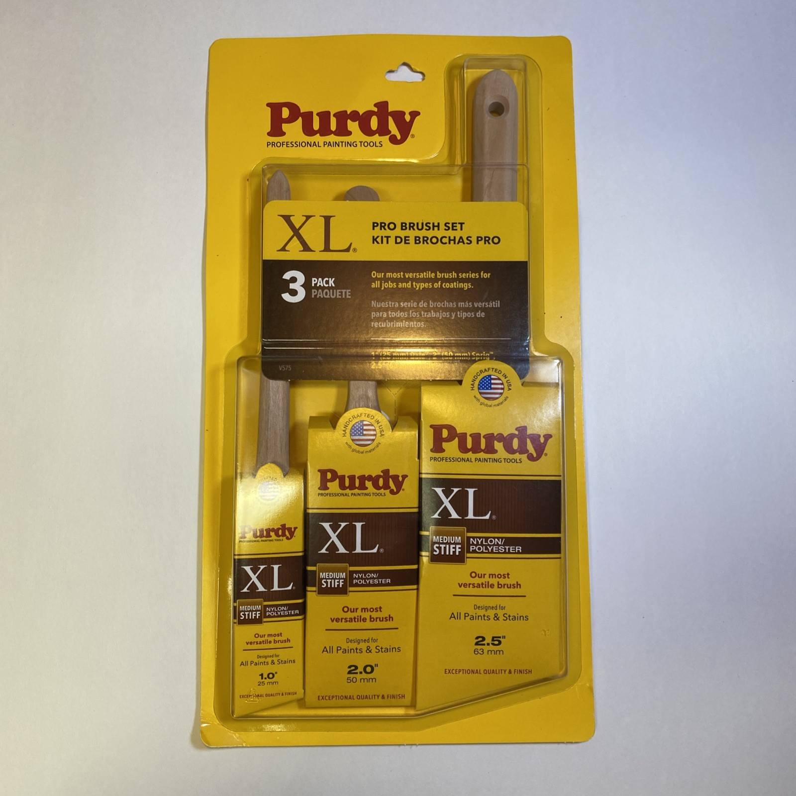 Purdy XL Pro Brush Set 3 Pack 1.0" Dale 2.0" Sprig 2.5" Glide USA Made 14L853100