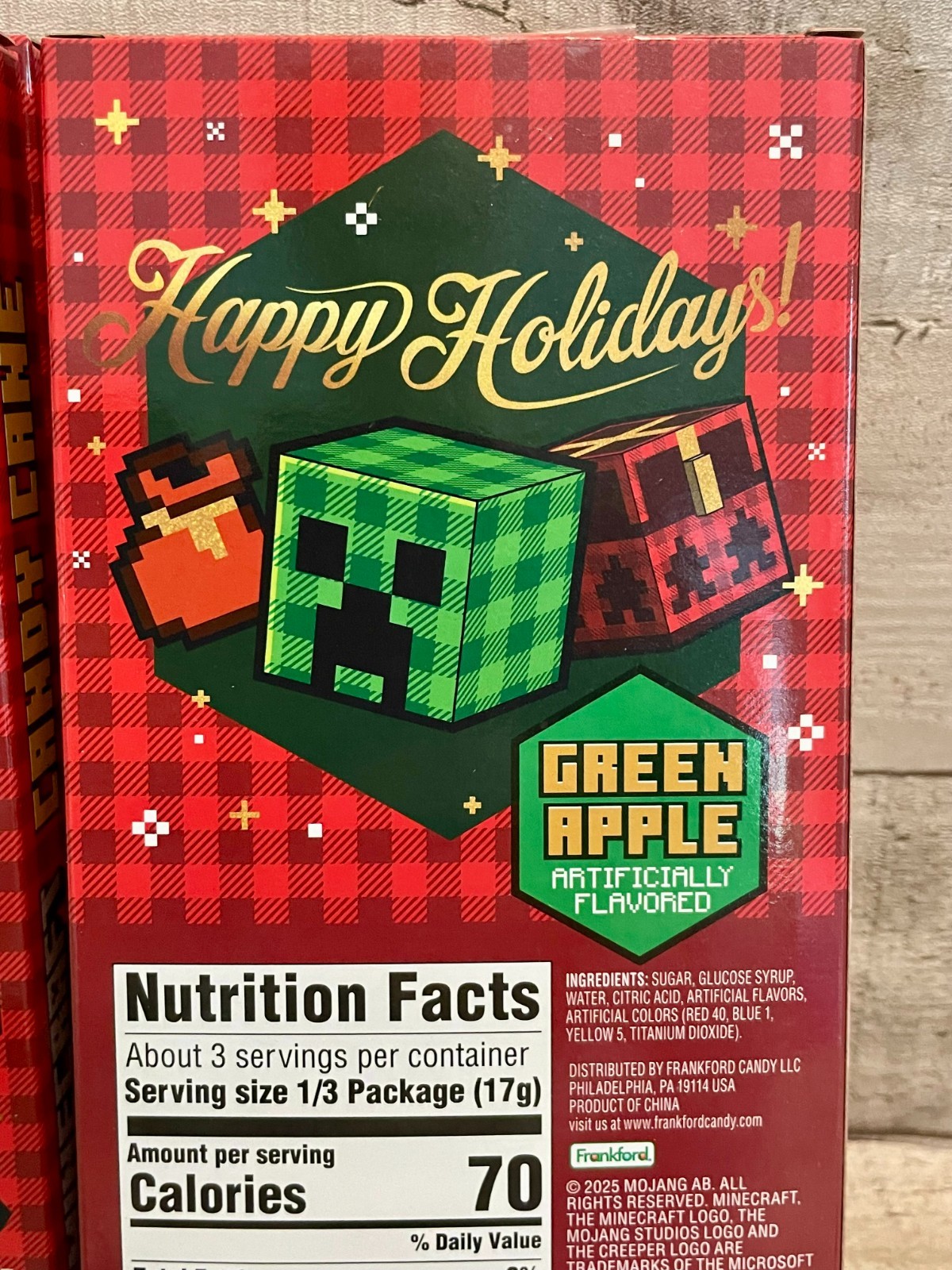 Minecraft Candy Canes Green Apple 1.76 oz. X 4 - Stocking Stuffers BB 6/28