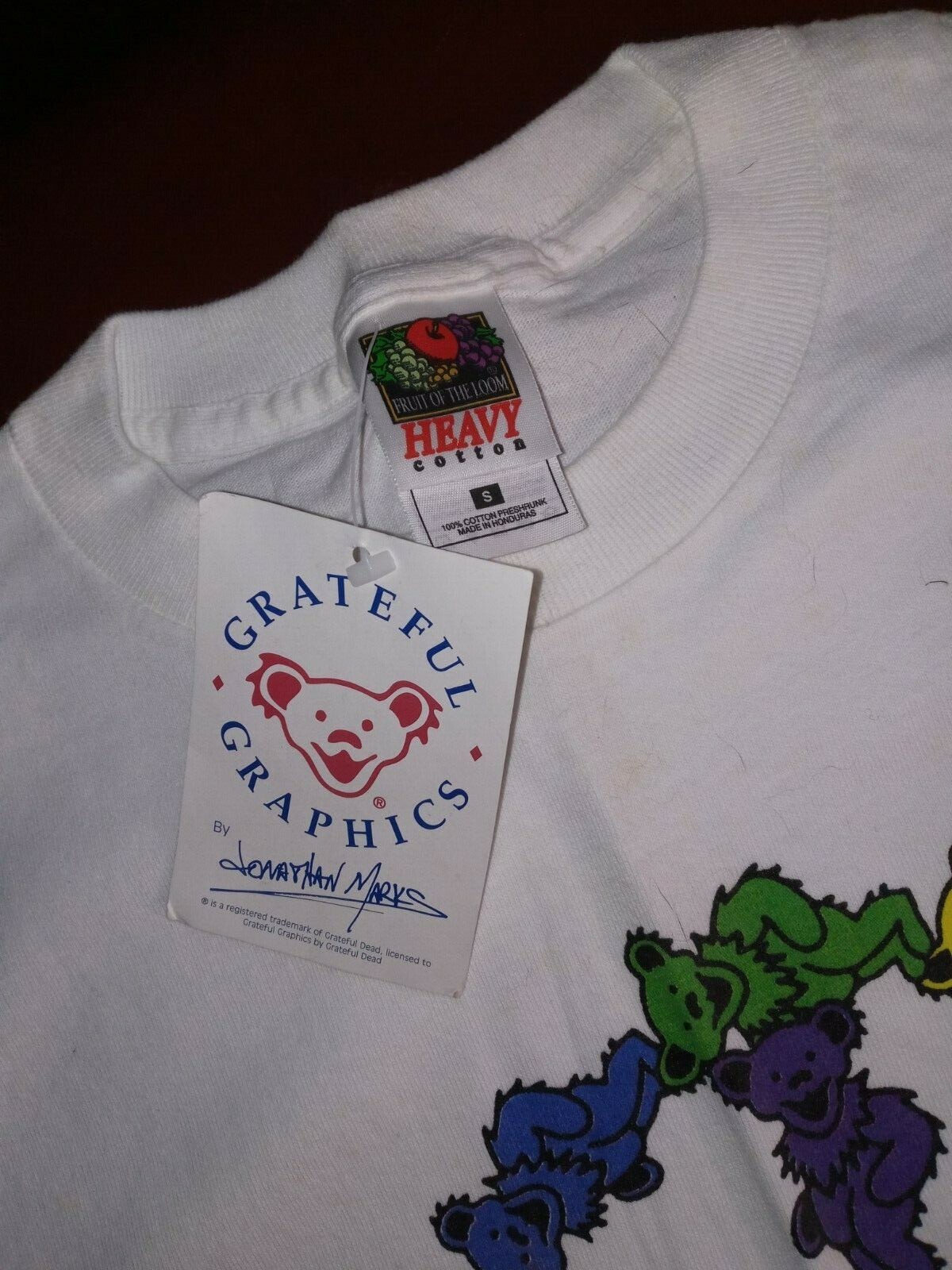 NWT Classic SS White T-Shirt 2002 Grateful Graphics Dancin' Bear Peace Sign