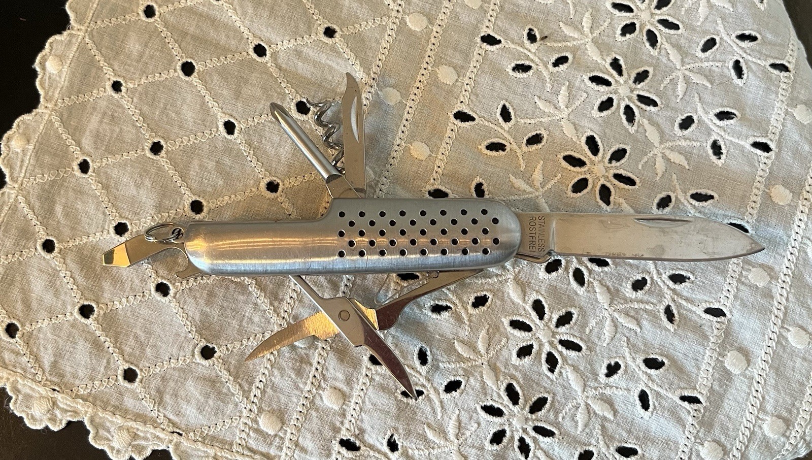 Vintage  Folding Pocket Knife With Implements Stainless Steel 3.5” Collectibles