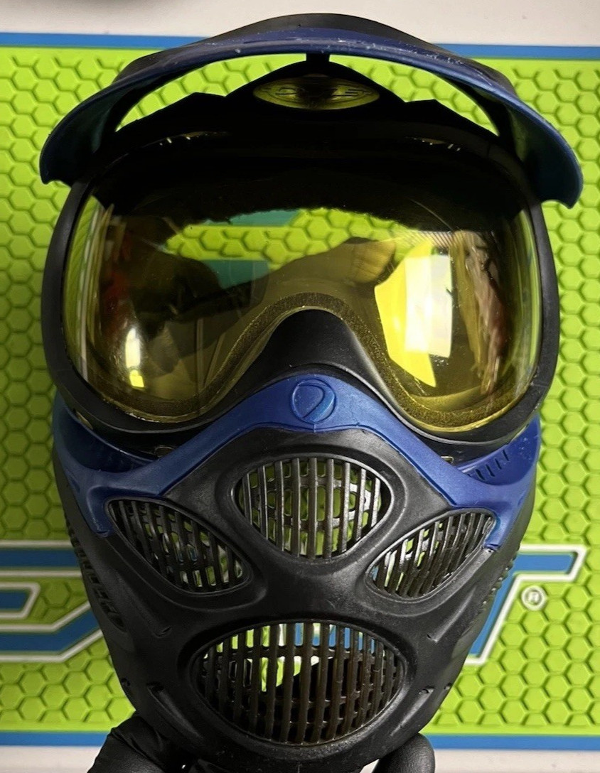 DYE I3 PRO INVISION PAINTBALL MASK -METALLIC BLUE /BLACK + YELLOW LENS - VINTAGE