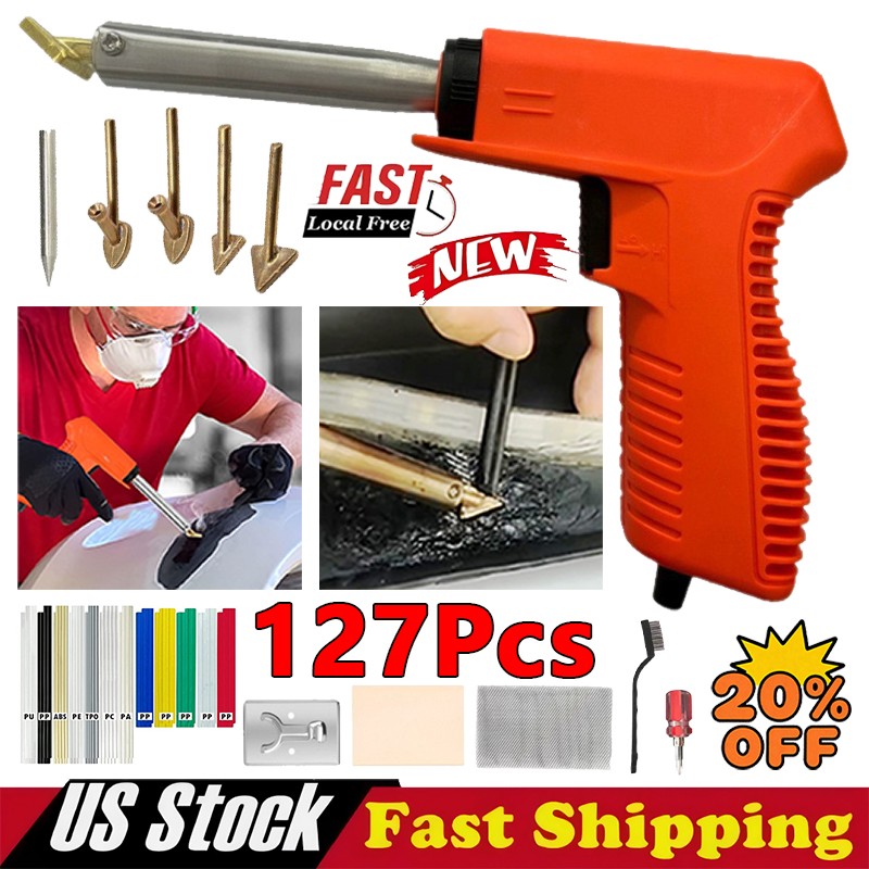127Pcs 100W Plastic Welder, 5 Tips Plastic Welding Kit Plastic Repair Kit USA
