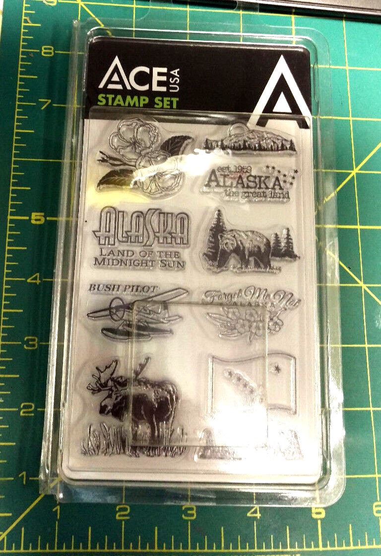 New Alaska Stamp Set - Acrylic Stamping Block with 10 designs - no glue needed