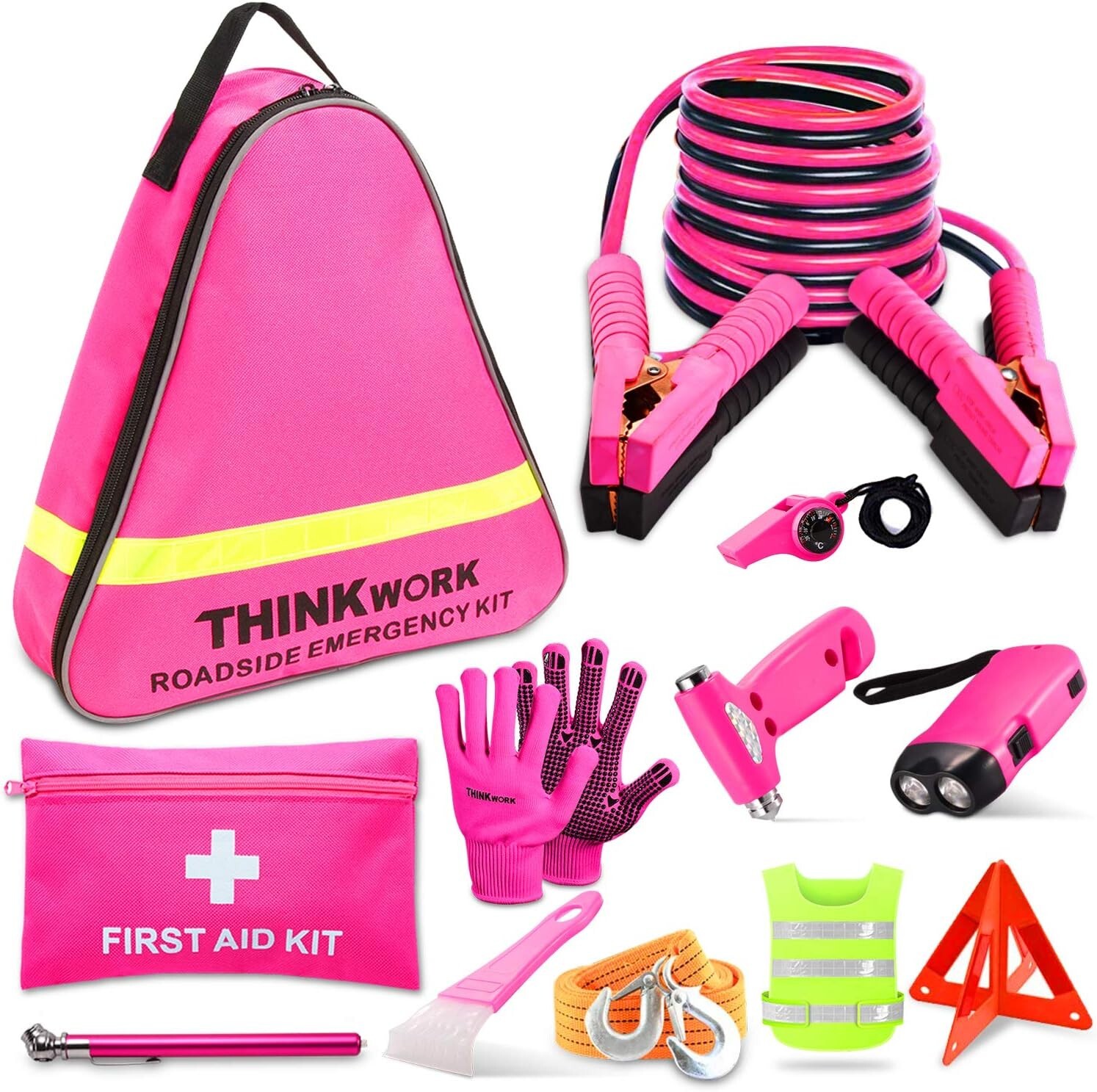 Car Emergency Kit for Teen Girl Gifts, Pink Emergency Roadside Assistance