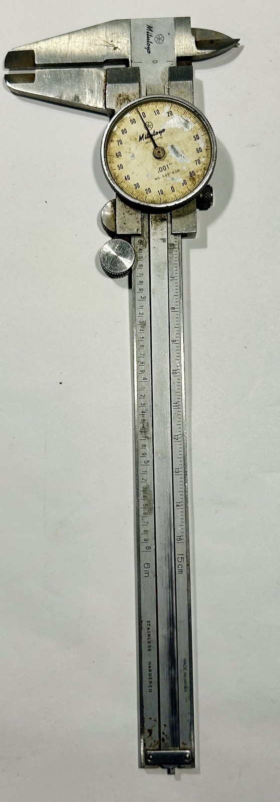 RARE Mitutoyo 505-626 6" Dial Caliper .001"  - Japan Made Stainless Jeweled VTG
