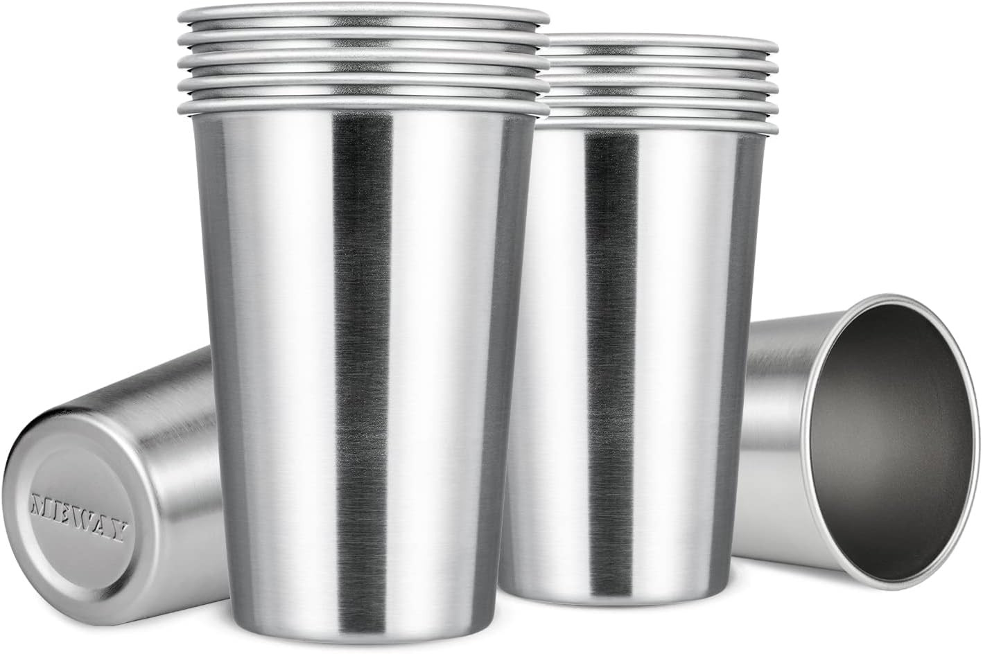 Premium Stainless Steel Cups 16 Oz Pint Cup Tumbler (12 Pack) - Premium Metal Cu