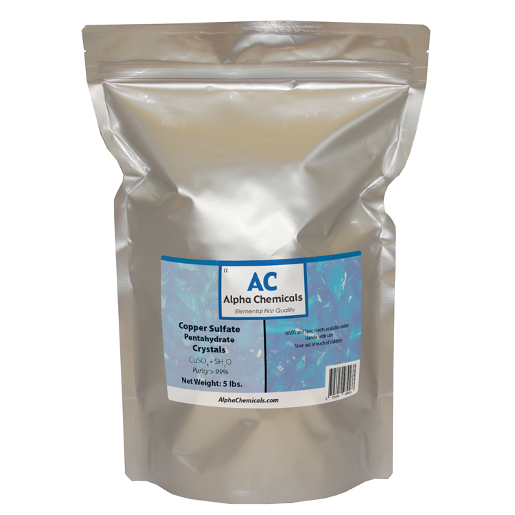 5 Pounds - Copper Sulfate Pentahydrate Crystals - 99% Pure
