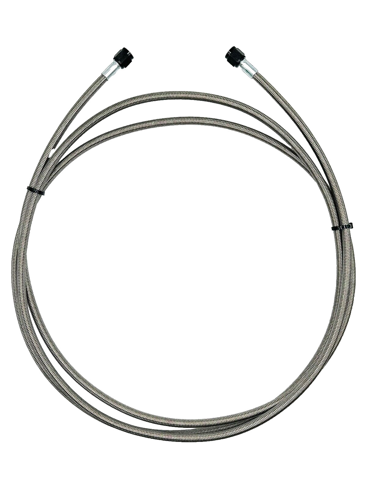 4AN NITROUS OXIDE/FUEL LINE 9 FT STAINLESS STEEL BRAIDED BLACK ENDS