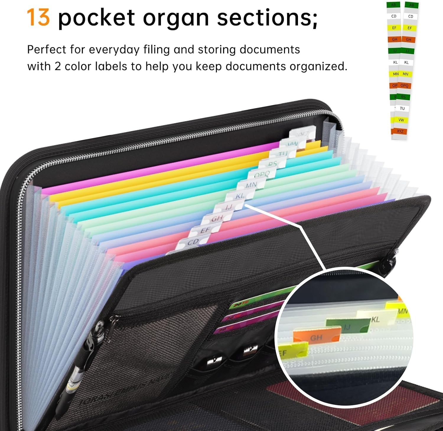 Fireproof Accordion File Organizer with Handle,Transparent Expanding File Folder