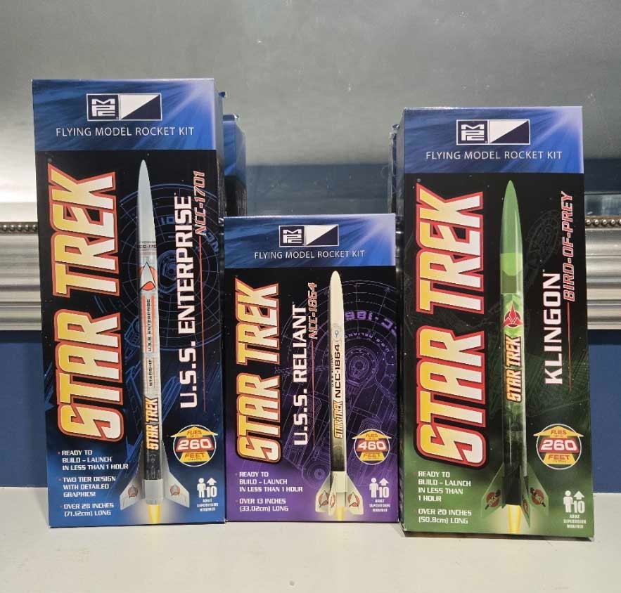 MPC Trio of Star Trek  Flying Model Rocket Kits ~ Enterprise ~ Reliant ~ Klingon